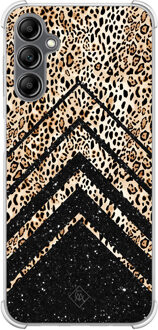 Casimoda Samsung Galaxy A14 shockproof hoesje - Chevron luipaard Bruin/beige