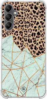 Casimoda Samsung Galaxy A14 shockproof hoesje - Luipaard marmer mint