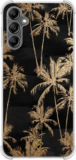 Casimoda Samsung Galaxy A14 shockproof hoesje - Palmbomen Zwart, Goudkleurig
