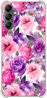 Casimoda Samsung Galaxy A14 shockproof hoesje - Rosy blooms Paars