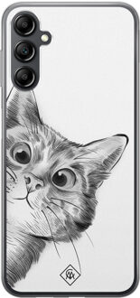 Casimoda Samsung Galaxy A14 siliconen hoesje - Kat kiekeboe Wit