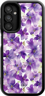 Casimoda Samsung Galaxy A14 zwarte case - Floral violet Paars