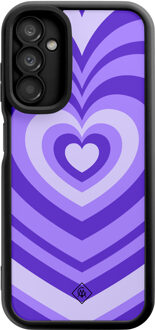 Casimoda Samsung Galaxy A14 zwarte case - Hart swirl paars