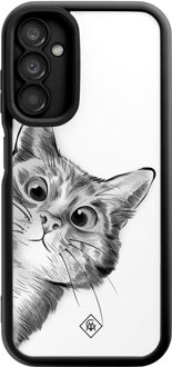 Casimoda Samsung Galaxy A14 zwarte case - Kat kiekeboe Wit