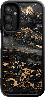 Casimoda Samsung Galaxy A14 zwarte case - Marmer grijs brons Goudkleurig