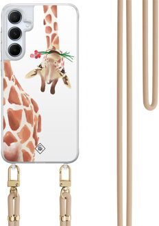 Casimoda Samsung Galaxy A15 hoesje met beige koord - Giraffe Bruin/beige