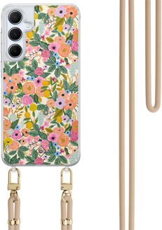 Casimoda Samsung Galaxy A15 hoesje met beige koord - Pink garden Roze