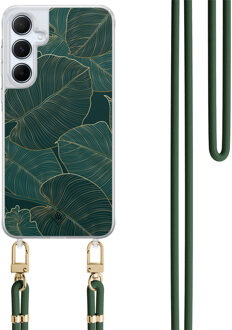 Casimoda Samsung Galaxy A15 hoesje met groen koord - Monstera leaves