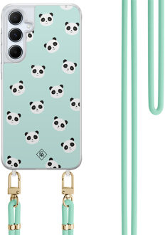 Casimoda Samsung Galaxy A15 hoesje met mint koord - Panda print