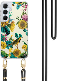 Casimoda Samsung Galaxy A15 hoesje met zwart koord - Sunflowers Geel, Multi