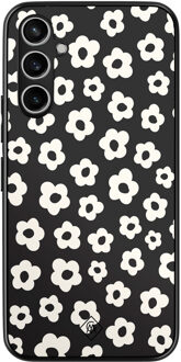 Casimoda Samsung Galaxy A15 hoesje - Retro bloempjes Zwart