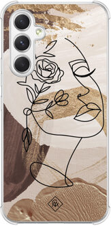 Casimoda Samsung Galaxy A15 shockproof hoesje - Abstract gezicht bruin Bruin/beige