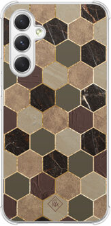 Casimoda Samsung Galaxy A15 shockproof hoesje - Kubus groen bruin Bruin/beige