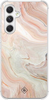 Casimoda Samsung Galaxy A15 shockproof hoesje - Marmer waves Bruin/beige