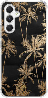 Casimoda Samsung Galaxy A15 shockproof hoesje - Palmbomen Zwart, Goudkleurig