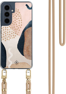 Casimoda Samsung Galaxy A16 hoesje met beige koord - Abstract dots Bruin/beige