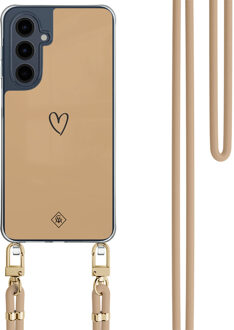 Casimoda Samsung Galaxy A16 hoesje met beige koord - Hart bruin Bruin/beige