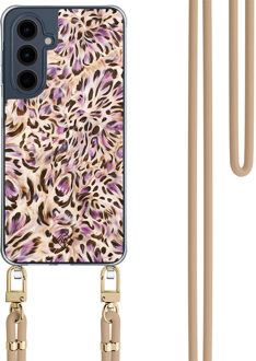 Casimoda Samsung Galaxy A16 hoesje met beige koord - Luipaard lila Multi