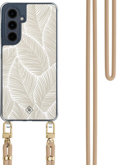 Casimoda Samsung Galaxy A16 hoesje met beige koord - Palm leaves beige Bruin/beige