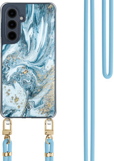 Casimoda Samsung Galaxy A16 hoesje met blauw koord - Marble sea