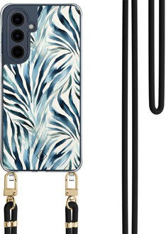 Casimoda Samsung Galaxy A16 hoesje met donkerblauw koord - Japandi waves