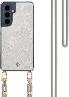 Casimoda Samsung Galaxy A16 hoesje met grijs koord - Abstract waves Grijs/zilverkleurig