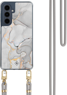 Casimoda Samsung Galaxy A16 hoesje met grijs koord - Marmer grijs Grijs/zilverkleurig