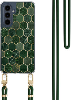 Casimoda Samsung Galaxy A16 hoesje met groen koord - Kubus groen