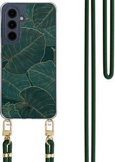 Casimoda Samsung Galaxy A16 hoesje met groen koord - Monstera leaves