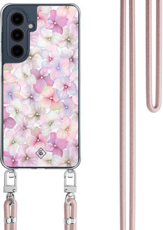 Casimoda Samsung Galaxy A16 hoesje met rosegoud koord - Hortensia Paars