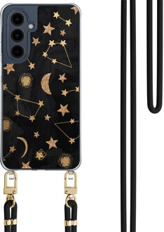 Casimoda Samsung Galaxy A16 hoesje met zwart koord - Counting the stars Zwart, Goudkleurig