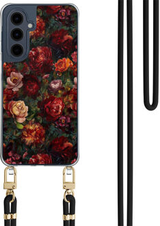 Casimoda Samsung Galaxy A16 hoesje met zwart koord - Floral garden Rood
