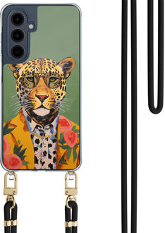 Casimoda Samsung Galaxy A16 hoesje met zwart koord - Luipaard hipster Groen
