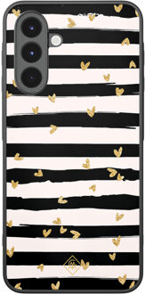 Casimoda Samsung Galaxy A17 hoesje - Hart streepjes Zwart, Goudkleurig