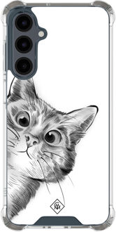 Casimoda Samsung Galaxy A17 shockproof hoesje - Kat kiekeboe Grijs/zilverkleurig