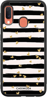 Casimoda Samsung Galaxy A20e hoesje - Hart streepjes Zwart