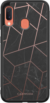 Casimoda Samsung Galaxy A20e hoesje - Marble grid Grijs/zilverkleurig