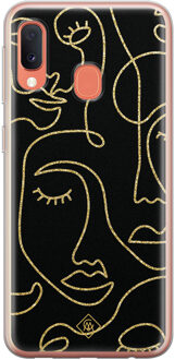 Casimoda Samsung Galaxy A20e siliconen hoesje - Abstract faces Zwart, Wit