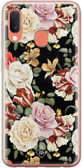 Casimoda Samsung Galaxy A20e siliconen hoesje - Flowerpower Zwart