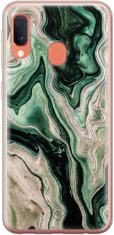 Casimoda Samsung Galaxy A20e siliconen hoesje - Green waves Roze