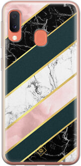 Casimoda Samsung Galaxy A20e siliconen hoesje - Marble stripes Geel