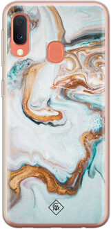 Casimoda Samsung Galaxy A20e siliconen hoesje - Marmer blauw goud Mint