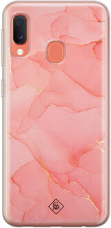 Casimoda Samsung Galaxy A20e siliconen hoesje - Marmer roze Zwart