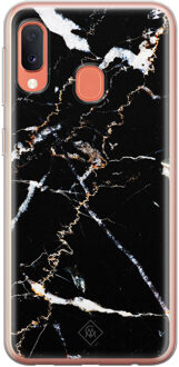 Casimoda Samsung Galaxy A20e siliconen hoesje - Marmer zwart Bruin/beige
