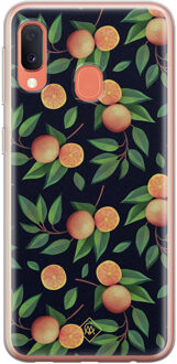 Casimoda Samsung Galaxy A20e siliconen hoesje - Orange lemonade Zwart, Bruin/beige