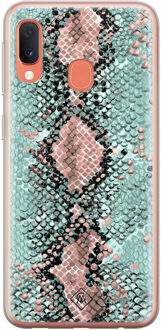 Casimoda Samsung Galaxy A20e siliconen hoesje - Snake pastel Zwart, Wit