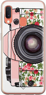 Casimoda Samsung Galaxy A20e siliconen telefoonhoesje - Hippie camera Grijs/zilverkleurig