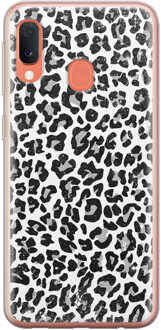 Casimoda Samsung Galaxy A20e siliconen telefoonhoesje - Luipaard grijs Roze