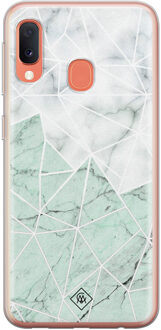 Casimoda Samsung Galaxy A20e siliconen telefoonhoesje - Marmer mint mix Roze