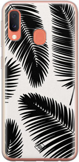 Casimoda Samsung Galaxy A20e siliconen telefoonhoesje - Palm leaves silhouette Zwart, Wit